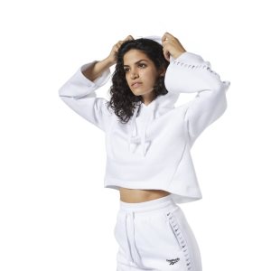 Bluza Z Kapturem Damskie Reebok Classic Vector Białe PL 67HFRAP